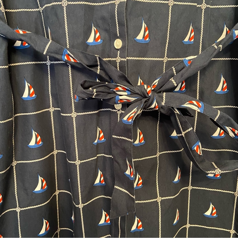 Brooks Brothers nautical sailboat button front shirtdress - Picture 3 of 7
